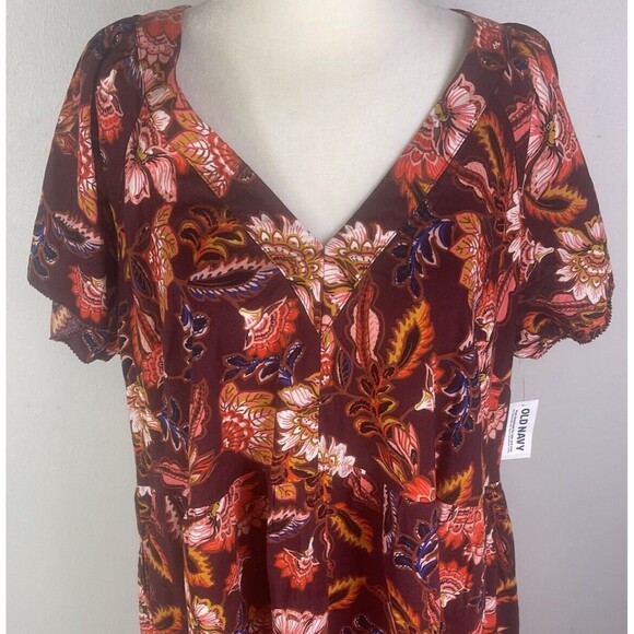 Old Navy Tiered Swing Dress XL Prairiecore Flutter Sleeve Cottagecore Boho Midi - Picture 2 of 15